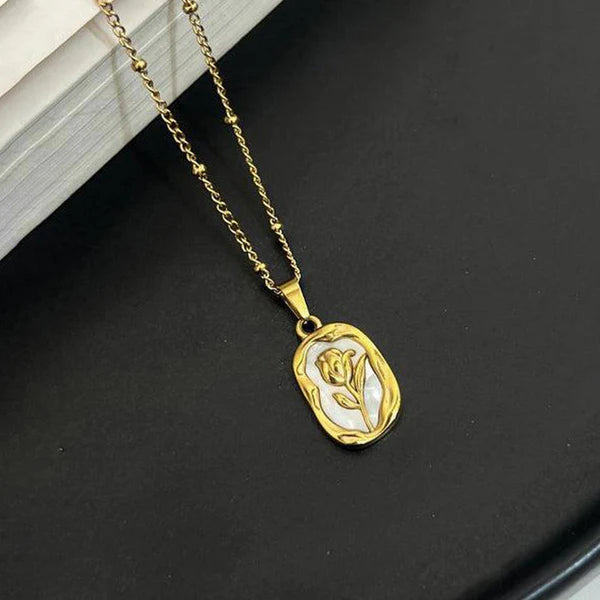 White and Gold Rose Pendant