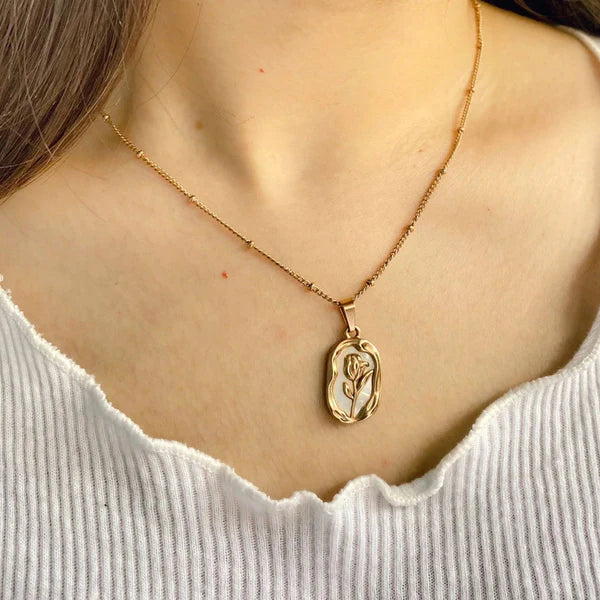 White and Gold Rose Pendant