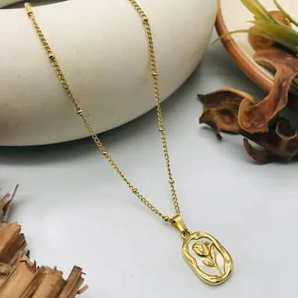 White and Gold Rose Pendant