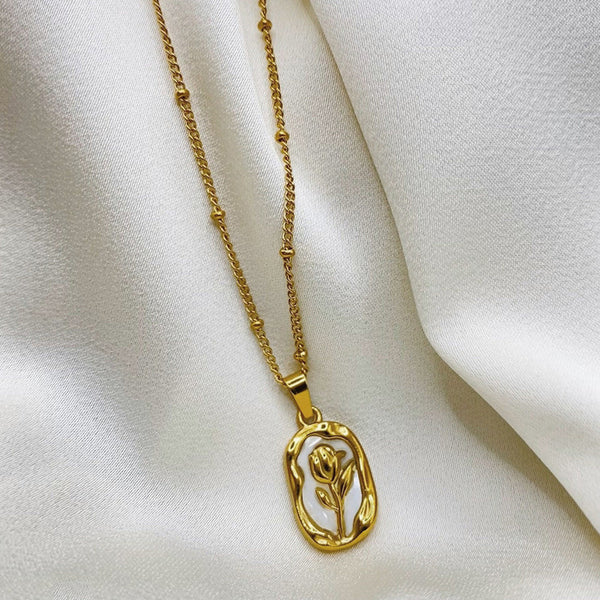 White and Gold Rose Pendant