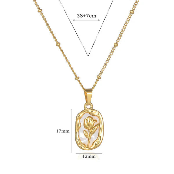 White and Gold Rose Pendant