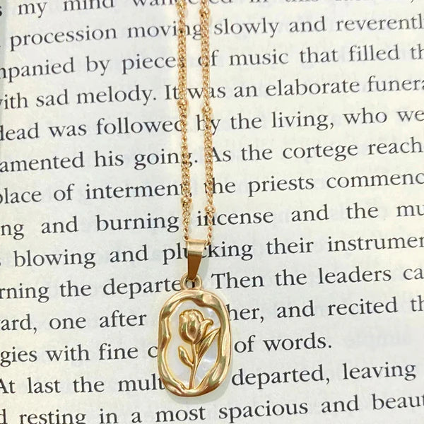 White and Gold Rose Pendant